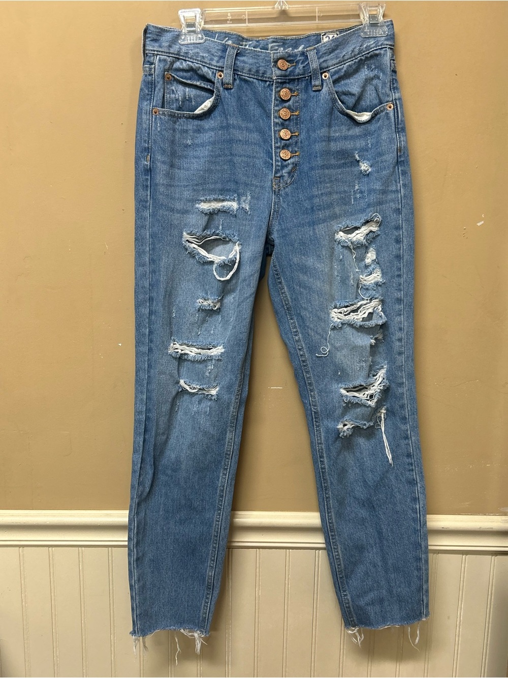 Free People Blossom Rigid Skinny Jeans OB901610 REGULAR HIGH RISE BUTTON FLY 26